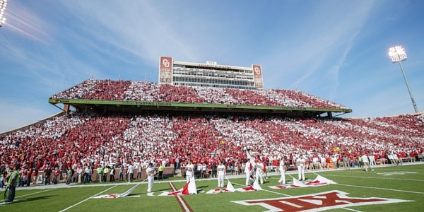 history_crimsonandcream Football stadium with crimson and cream stripes