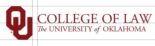 Interlocking OU, College of Law, The University of Oklahoma wordmark, two-line example