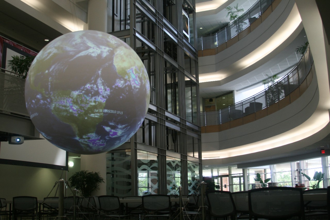 Globe in the National Weather Center Atrium.