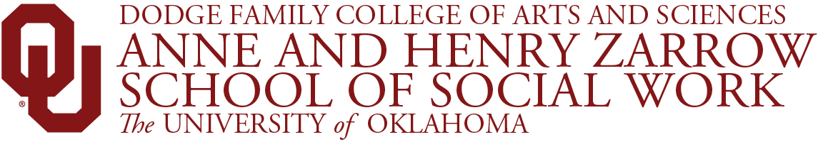 Interlocking OU, Dodge Family College of Arts and Sciences, Anne and Henry Zarrow School of Social Work, The University of Oklahoma website wordmark.