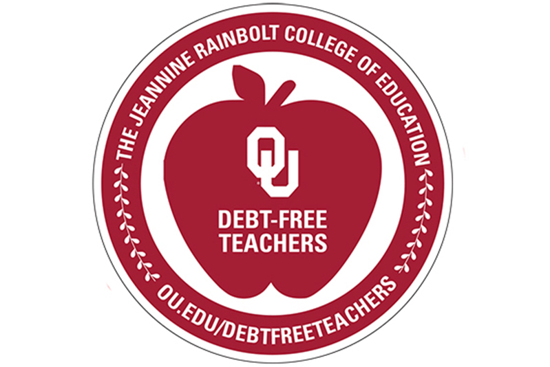 The Jeanine Rainbolt College of Education, OU Debt-Free Teachers, ou.edu/debtfreeteachers logo
