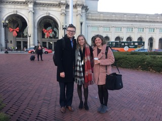 From left to right: Storme Jones, Megan Ross, Emma Keith outside Union Station in Washington, D.C.