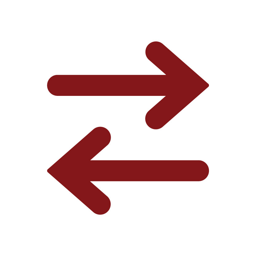 one arrow pointing to the right and one pointing to the left
