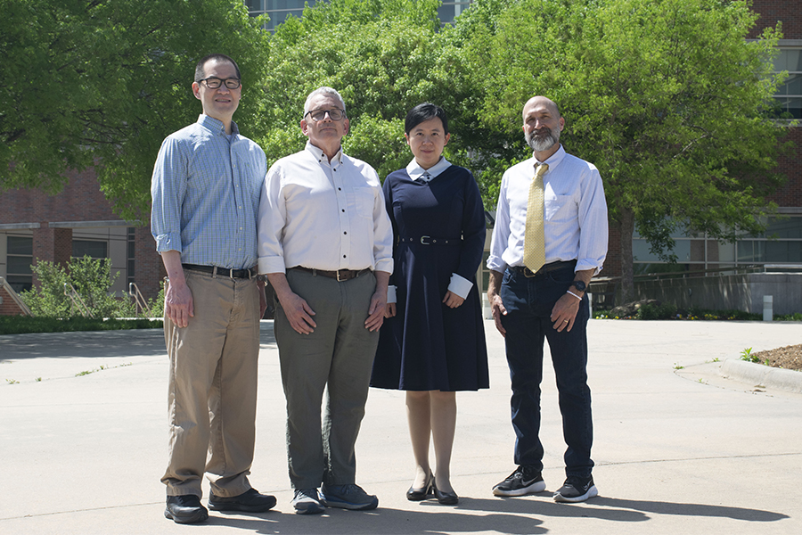 Right to left, Eric Day, Dingjing Shi, Michael Wenger and graduate student James Lue.