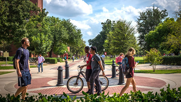 People walking on campus at the University of Oklahoma