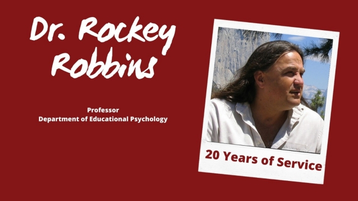 graphic with Rockey Robbins headshot announcing his 20 years of service