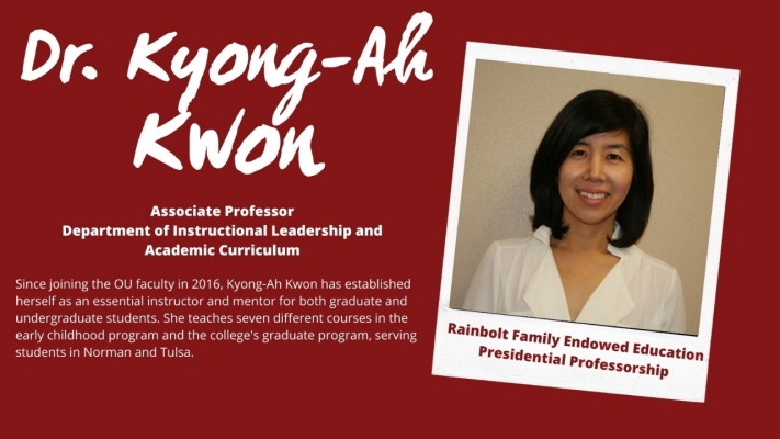 graphic with Kyong-Ah Kwon headshot announcing her presidential professorship