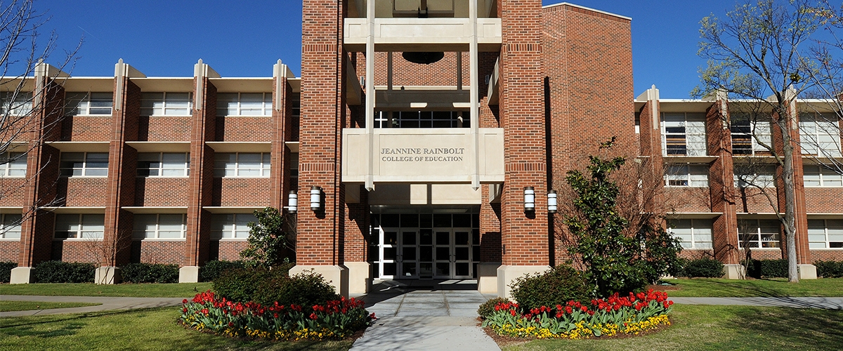 Jeannine Rainbolt College of Education, front of Collings Hall on OU's Campus
