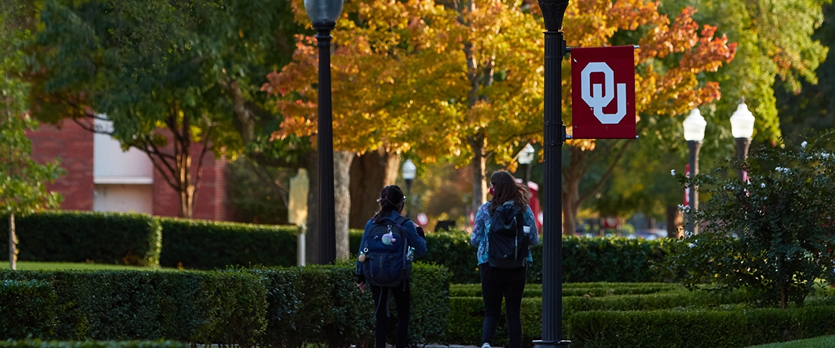 Two students walking on the OU campus