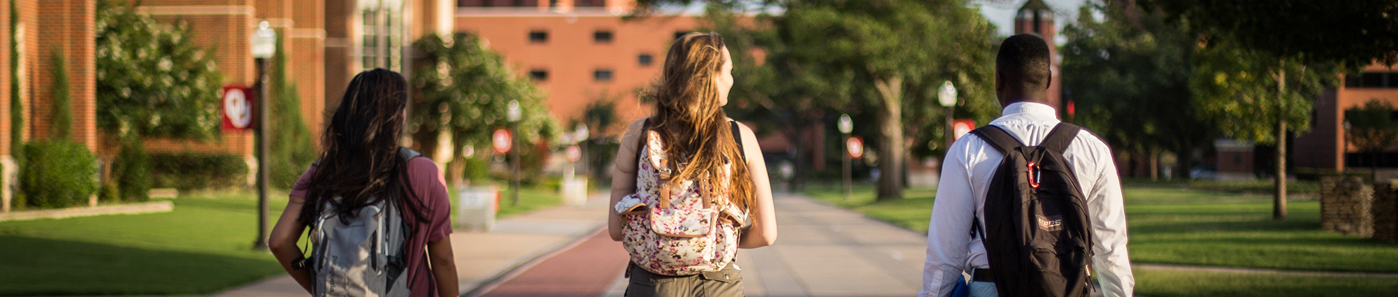 Students walking on the University of Oklahoma campus.