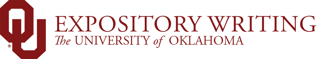 Interlocking OU, Expository Writing, The University of Oklahoma website wordmark.