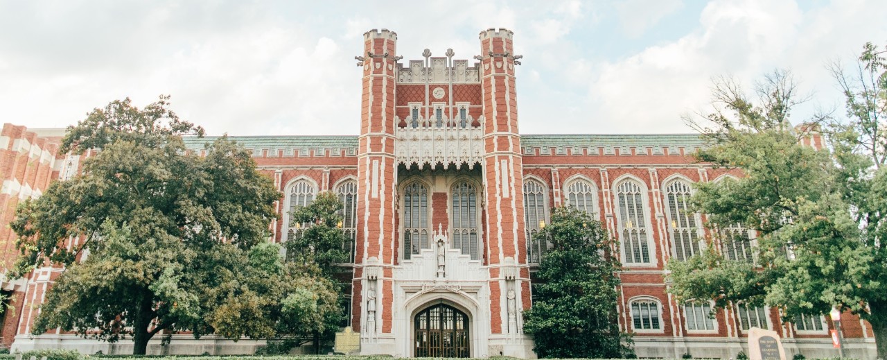 Front image of Bizzell Library by Tim Bradford