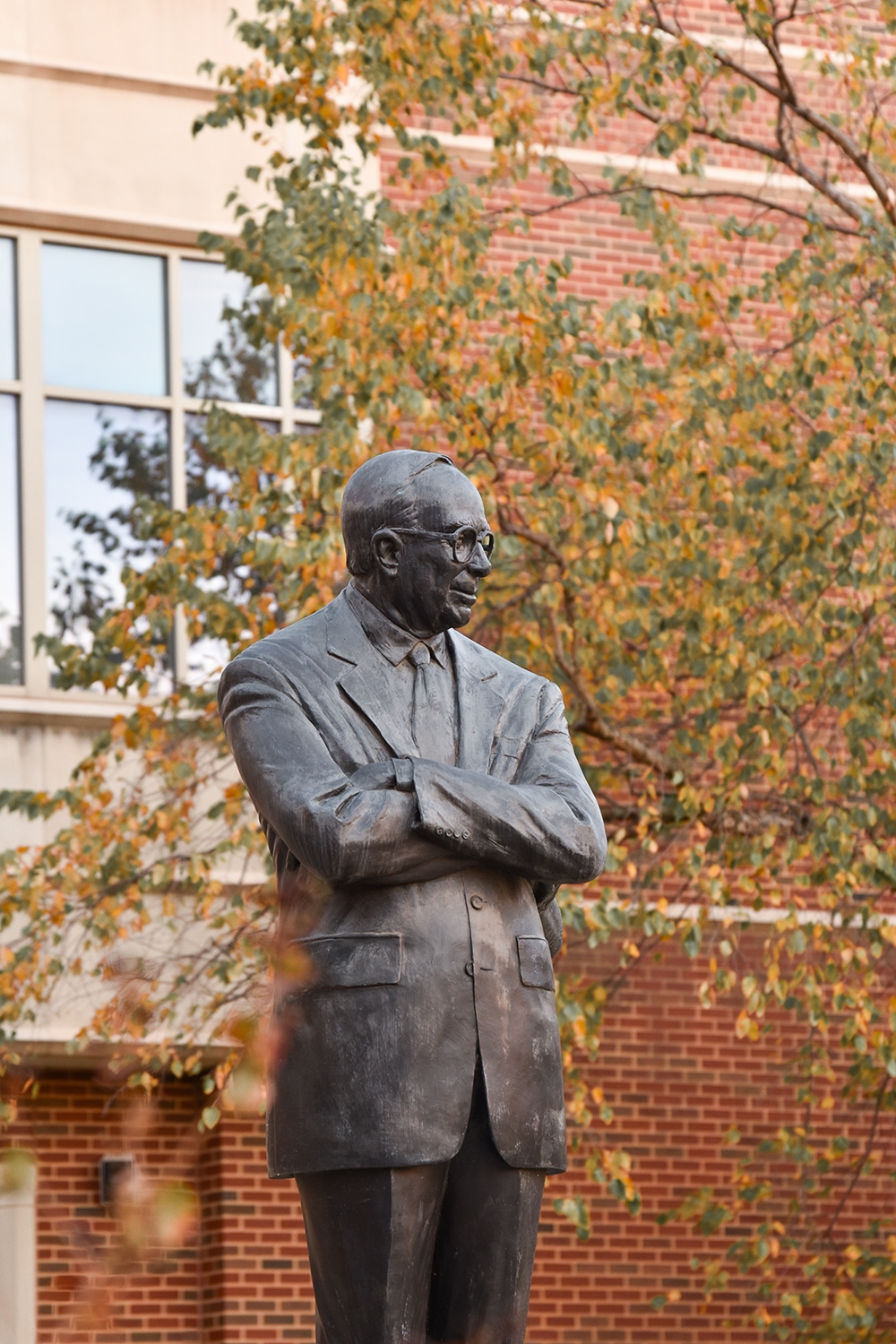 Statue of E.K. Gaylord outside of Gaylord Hall