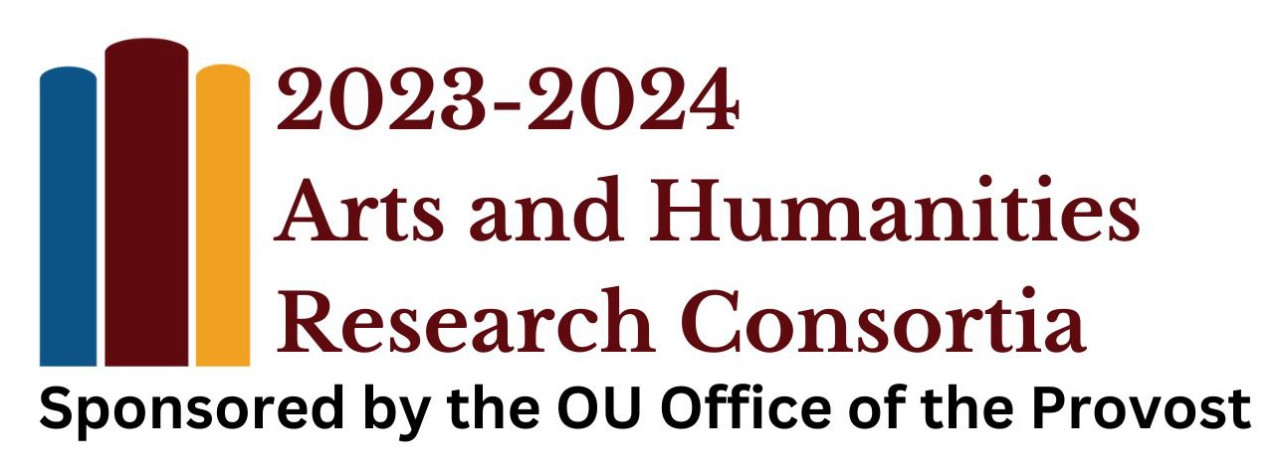 Logo of three stacked books. Image text "2023-2024 Arts and Humanities Research Consortia, Sponsored by the OU Office of the Provost"