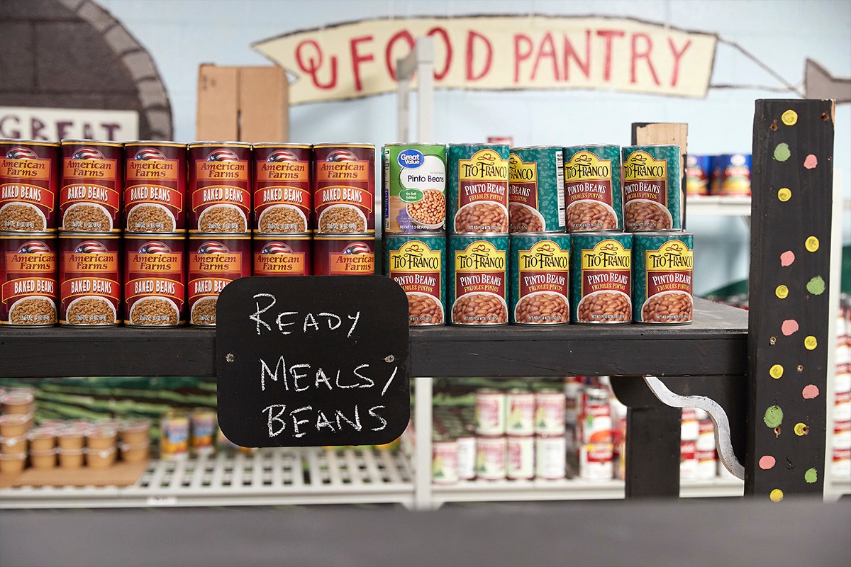 photo of shelves with canned goods