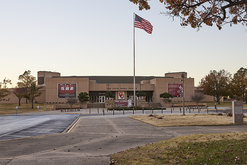 The sun rises over the LNC building on south campus