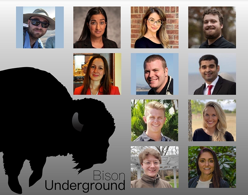 'Bison Underground' image with a bison graphic and a grid of portraits