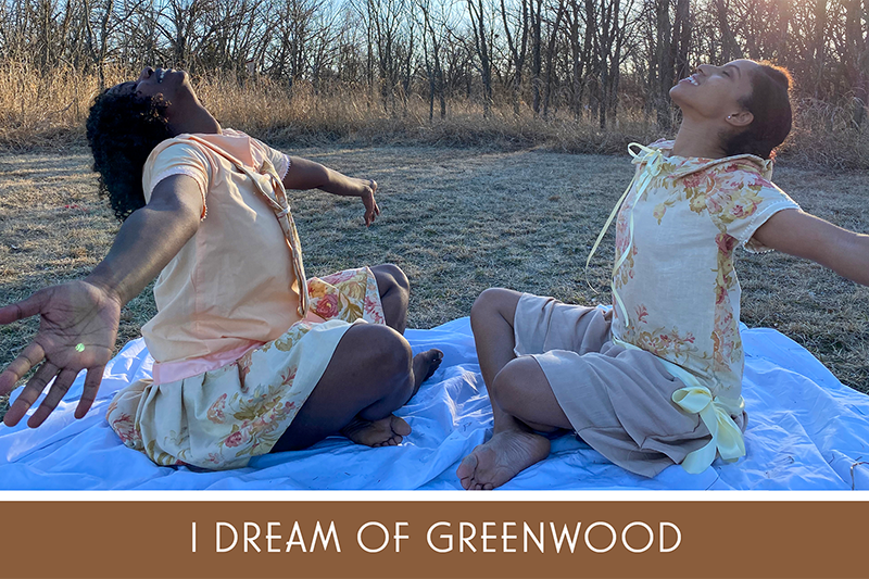 I Dream of Greenwood promotional photo: two dancers pose outside on blanket
