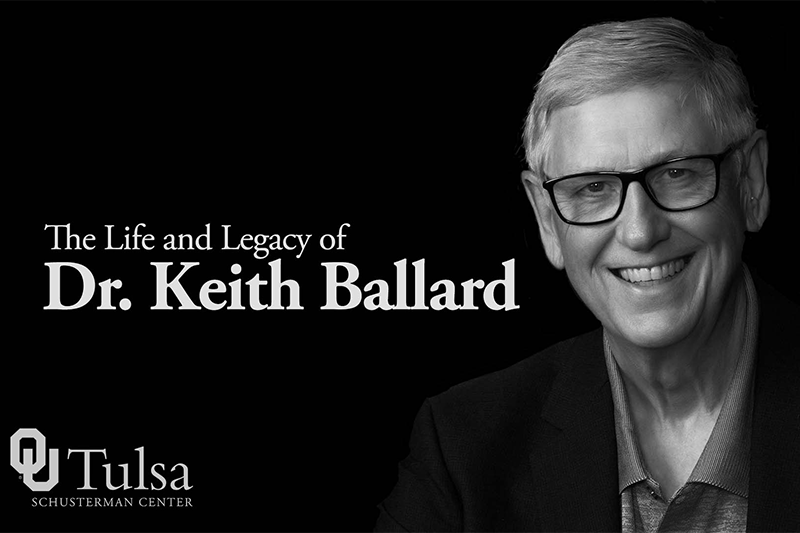 The Life and Legacy of Dr Keith Ballard text on black and white portrat of Dr Ballard