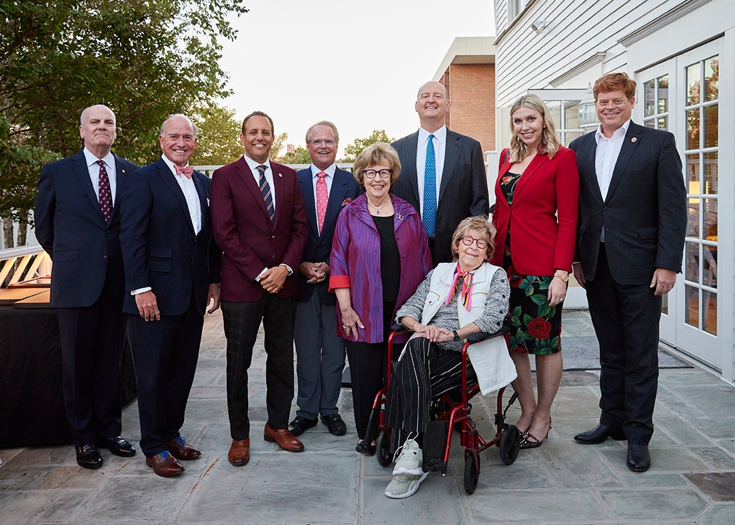 Harroz poses with Regents awards recipients at Boyd House