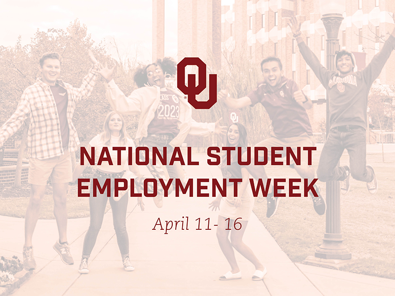 National Student Employment Week over faded image of students on campus