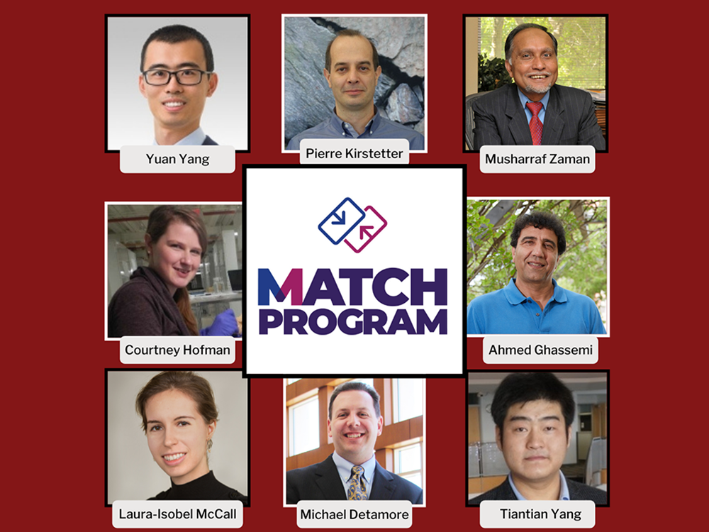 Eight portraits of Match Program faculty in a grid with the Match Program logo in the center