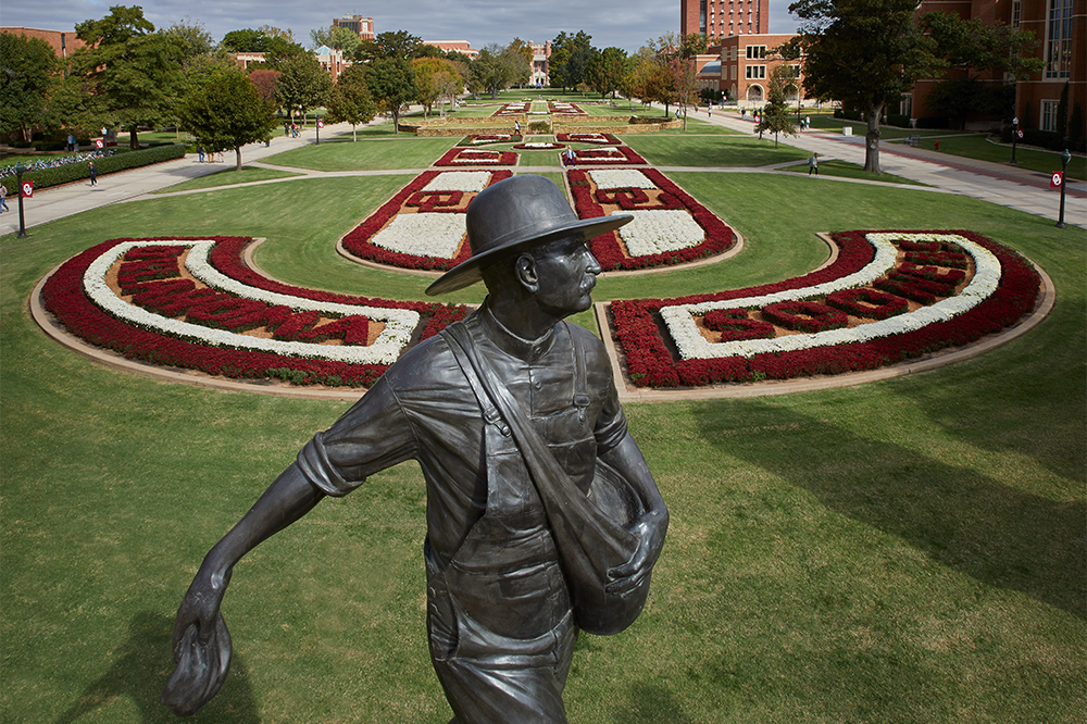 South oval with seed sower statue