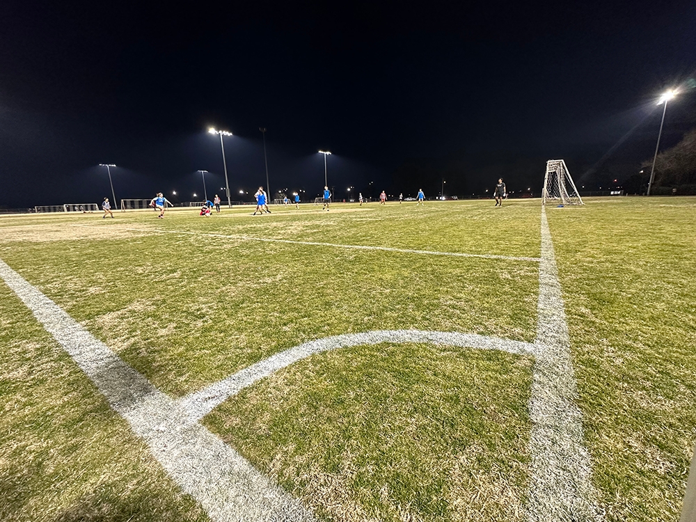 shot of the field lit up at night