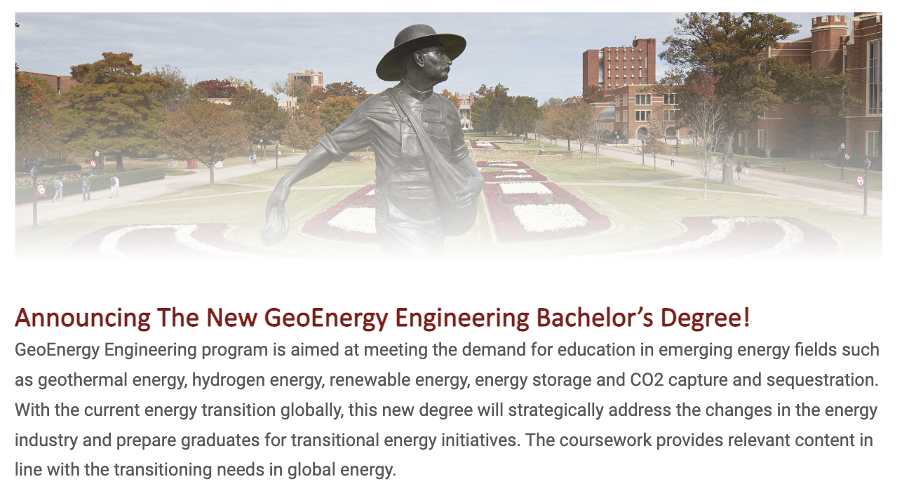 Introducing the new Geoenergy B.S. Program