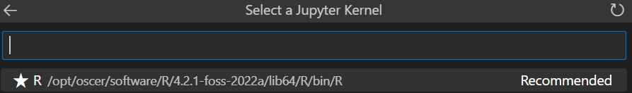 visual studio code jupiter select R kernel