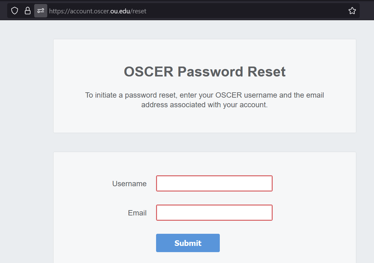 OSCER password reset website 2024