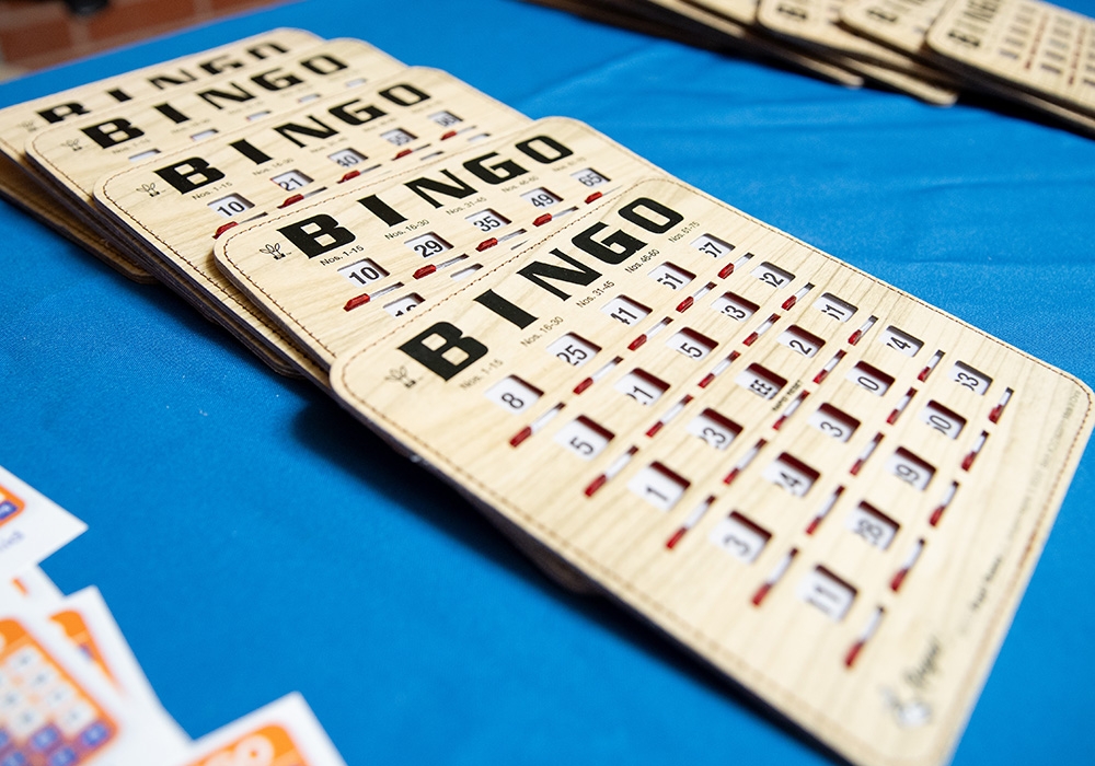 Bingo card on table