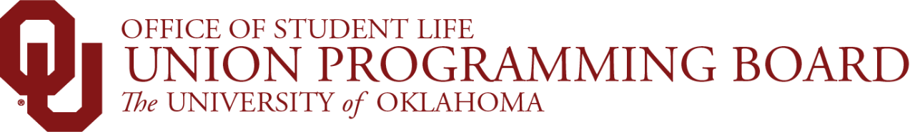 Interlocking OU, Office of Student Life, Union Programming Board, The University of Oklahoma website wordmark.