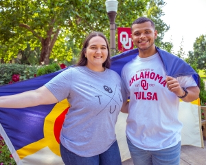 OU-Tulsa students wearing OU-Tulsa shirts