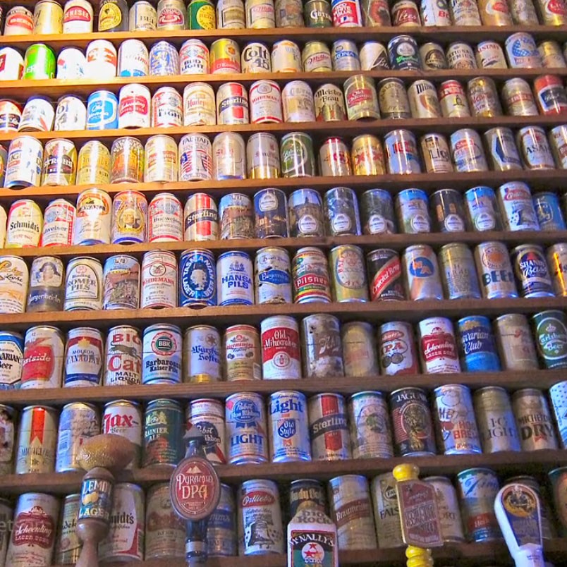 Wall of beer cans
