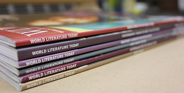 Stack of World Literature Today magazines, WLT