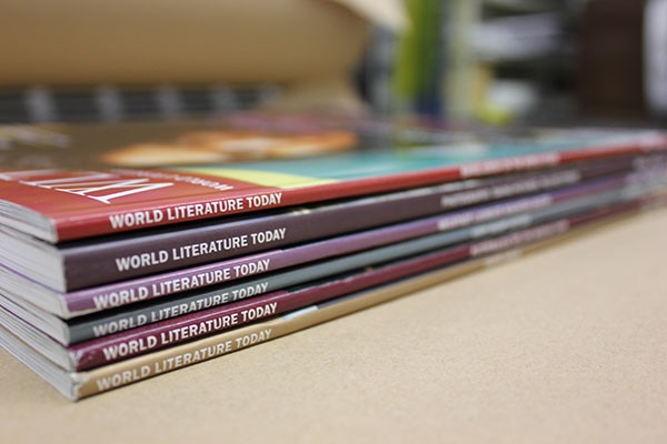 Stack of World Literature Today magazines, WLT