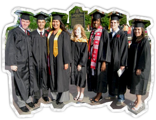 Graduates in hats and gowns