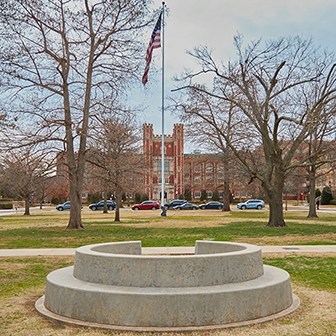 The Spoonholder monument on the University of Oklahoma campus in Norman.