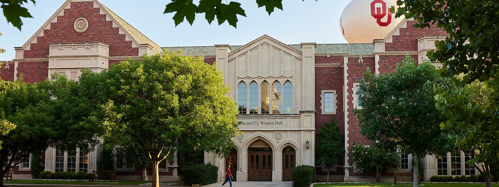 A picture of trees in front of Wagner Hall.