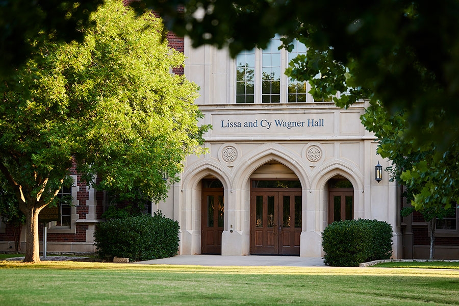 The exterior of the South Entrance of Lissa and Cy Wagner Hall. 
