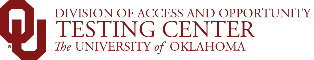 Interlocking OU, Division of Access and Opportunity, Testing Center, The University of Oklahoma website wordmark.