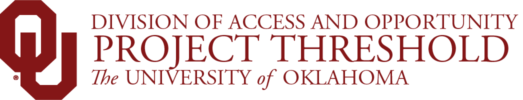 Interlocking OU, Division of Access and Opportunity, Project Threshold, The University of Oklahoma website wordmark.