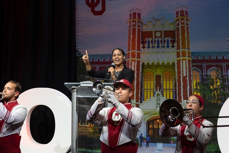 Katie Dorrough singing at an OU event