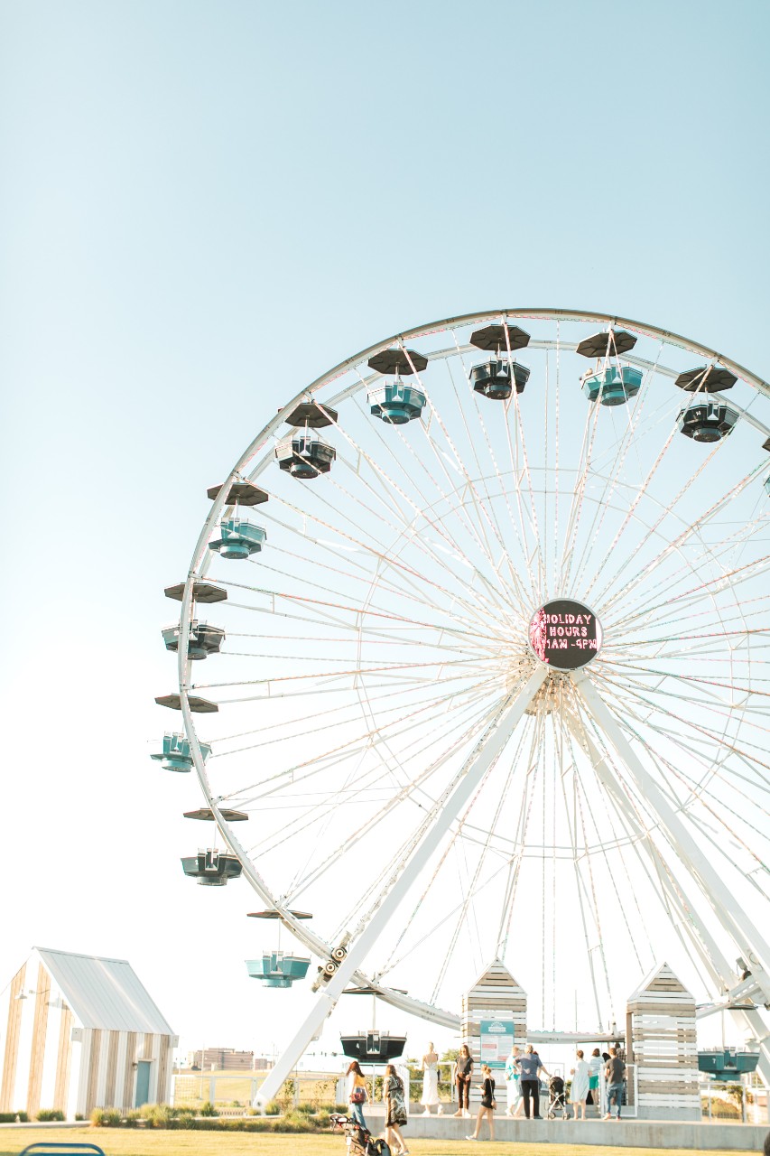 The 100-ft tall Ferris Wheel at the Wheeler Waterfront Plaza. 