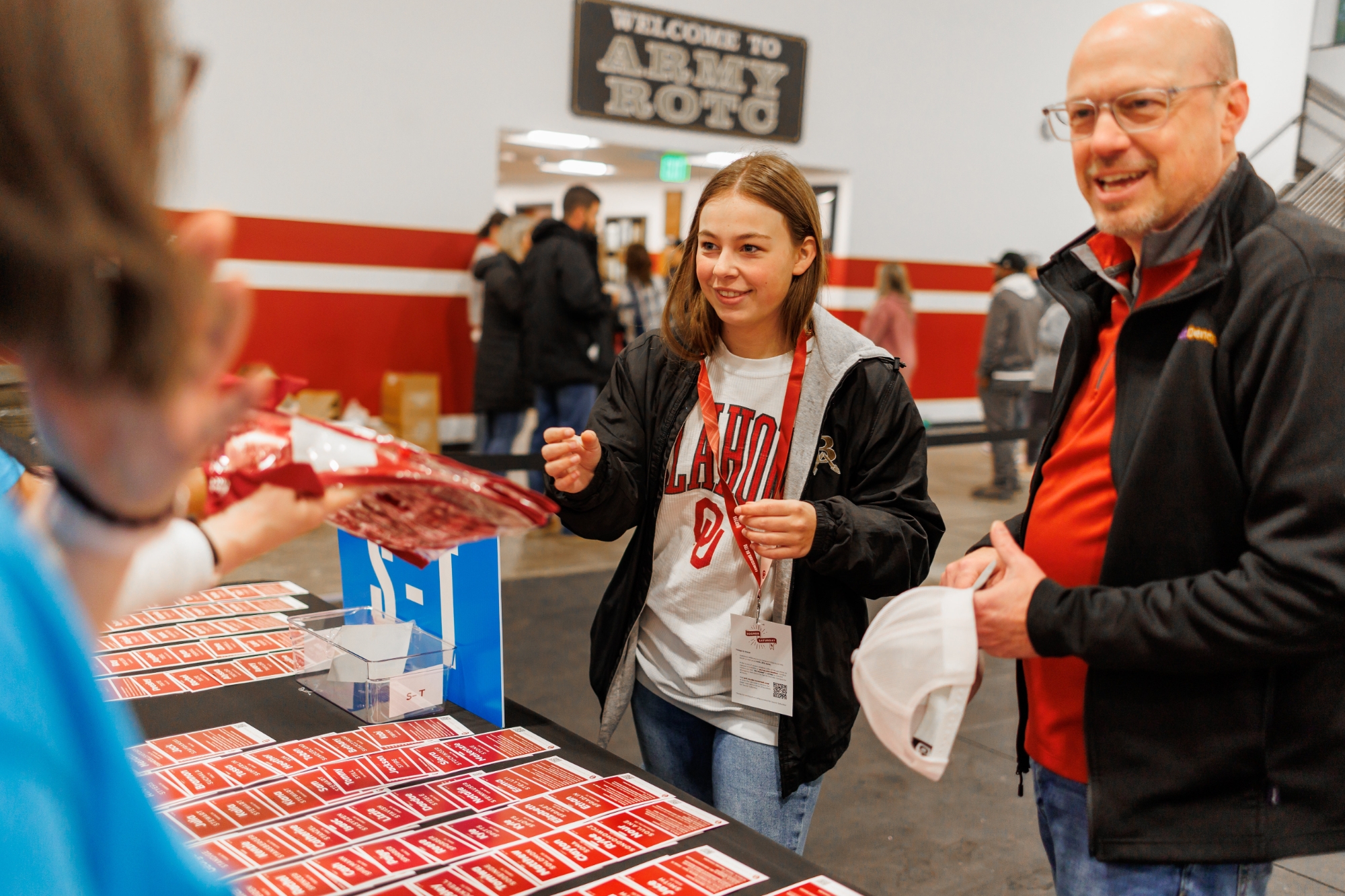 Student holding up "one" finger