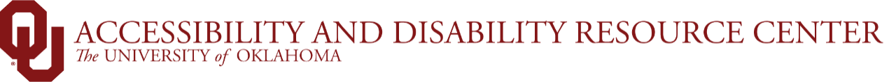 Interlocking OU, Accessibility and Disability Resource Center, The University of Oklahoma website wordmark.