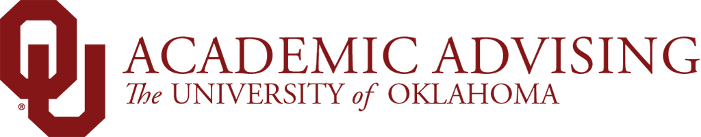 Interlocking O U, Academic Advising, The University of Oklahoma website wordmark.