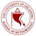 Red & White logo for the School of Meteorology, illustrating a tornado. The University of Oklahoma. School of Meteorology.