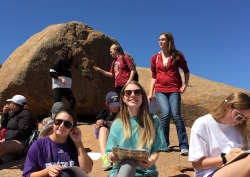 Students in the beginning Physical Geography class enjoy a field trip to the Wachita Mountains.